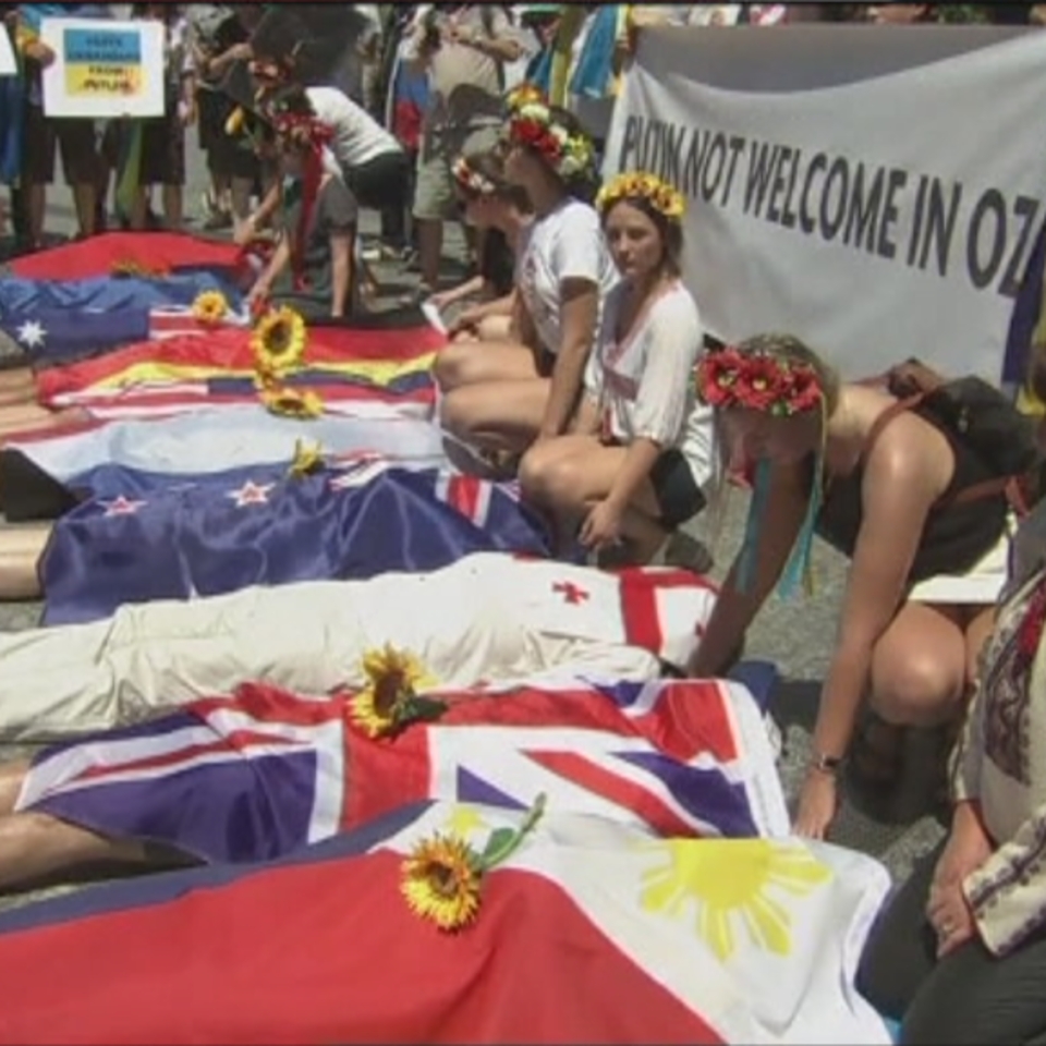 Protestas en la reunión del G20 en Brisbane (Australia)