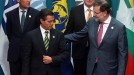 Mariano Rajoy Espainiako presidentea Enrique Peña Mexikokoarekin batera. Argazkia: EFE title=