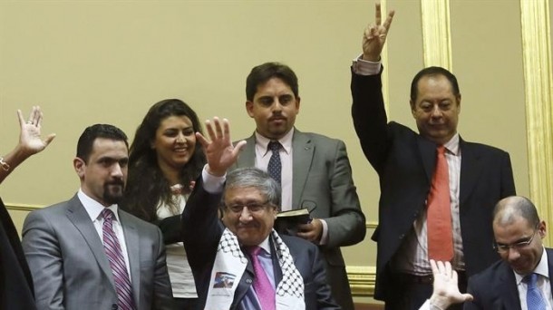 El embajador de Palestina en España, Musa Amer Odeh, en el Congreso de los Diputados. Foto: EFE