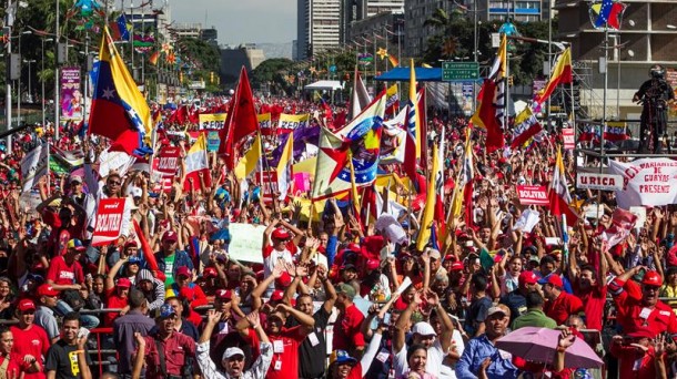 Manifestación en Caracas contra el imperialismo estadounidense.