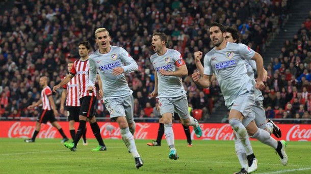 El Atlético celebra el 1-2. Foto: EFE