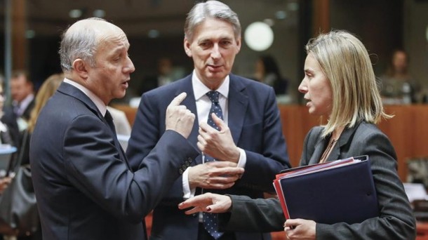 Fabius, Hammond y Mogherini.