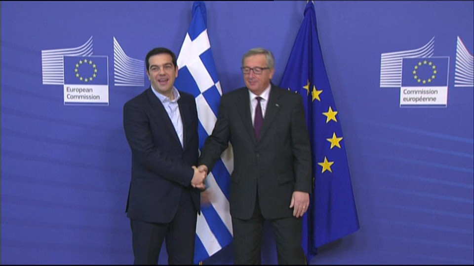 Alexis Tsipras y Jean-Claude Juncker hoy en Bruselas. 