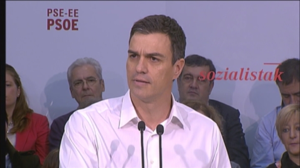 Pedro Sanchez, Barakaldon egindako ekitaldi batean. 