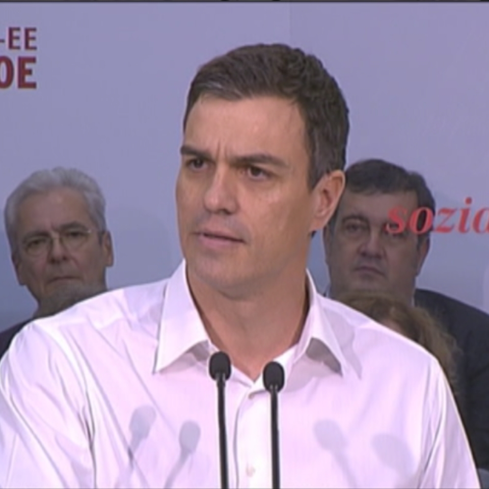 Pedro Sanchez, PSOE, en un acto en Barakaldo. 