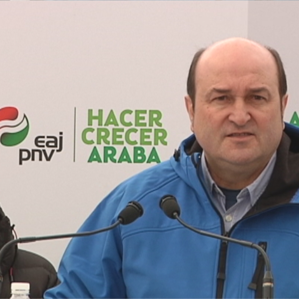 Andoni Ortuzar durante su intervención hoy en Rivabellosa (Araba). Foto: EFE