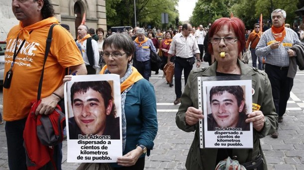 Manifestación de ayer en Iruñea, en apoyo a los encausados. Foto: EFE