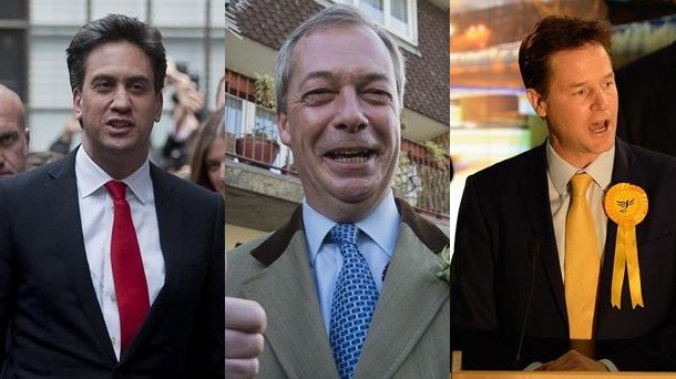 Los malos resultados han precipitado las renuncias de Miliband, Clegg y Farage. Foto: EiTB