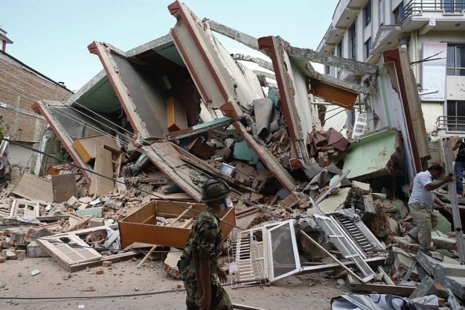 Edificio derrumbado en Nepal como consecuencia del terremoto