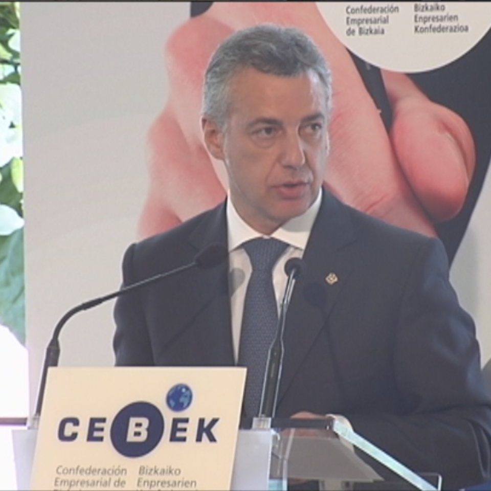 El presidente de CEBEK, Iñaki Garcinuño, junto al lehendakari Iñigo Urkullu. Foto: EFE