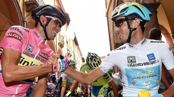 Alberto Contador eta Fabio Aru, 2015eko Italiako Giroan. Efe.