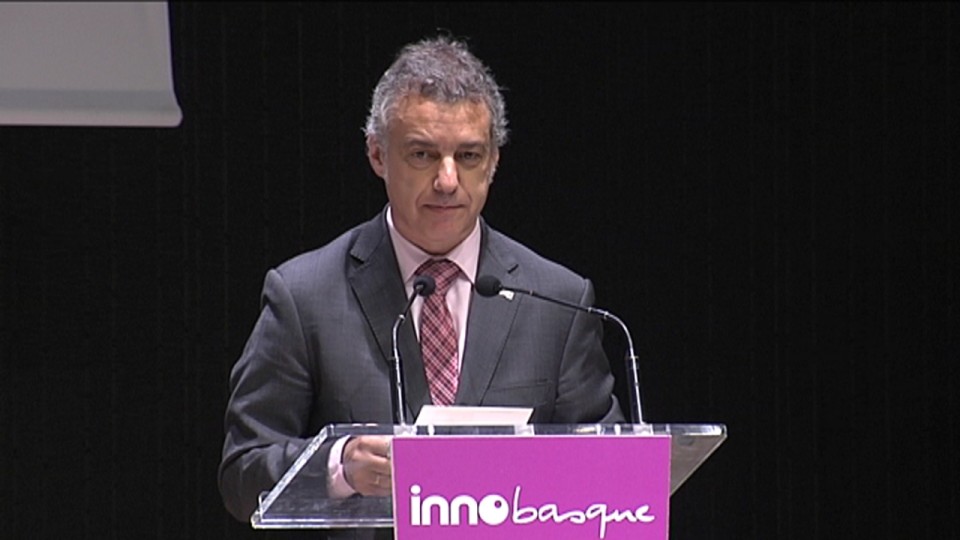 El lehendakari, Iñigo Urkullu, durante su intervención. EITB