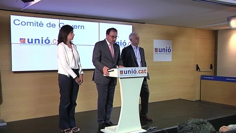 El secretario general de Unió, Ramon Espadaler, y la vicepresidenta del Govern, Joana Ortega. EFE