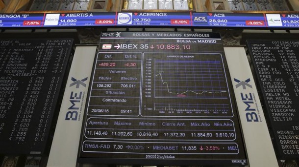 Ibex 35 indizeak % 4,56 behera egin du Greziaren beldurrak astinduta. Argazkia: EFE