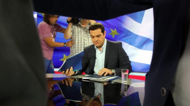 Alexis Tsipras Greziako lehen ministroa, telebista publikoan. EFE