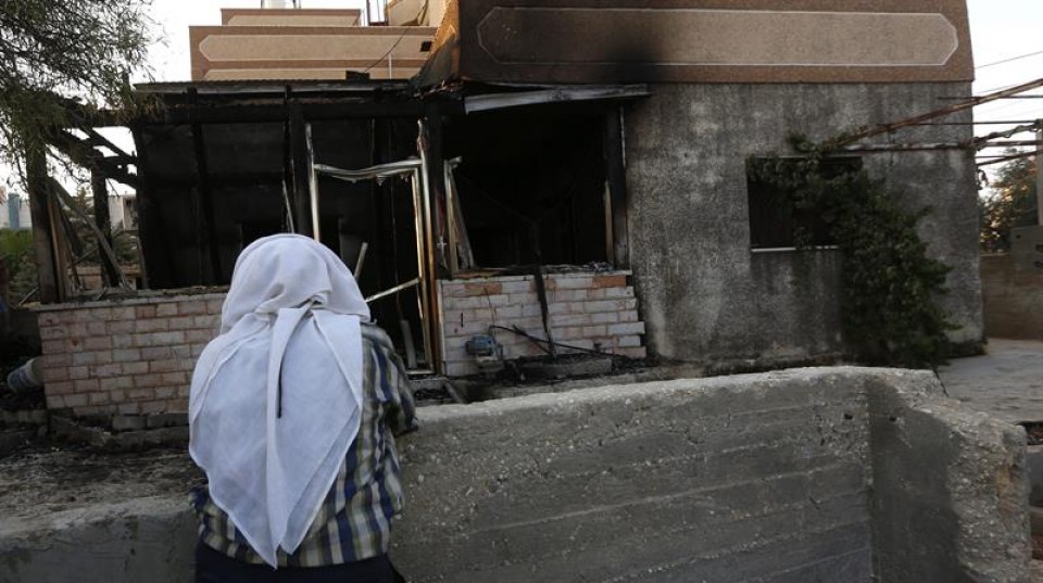 Casa palestina atacada por los israelíes. Foto: EFE