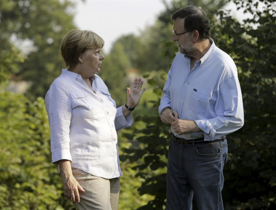 Angela Merkel y Mariano Rajoy en el castillo de Meseberg. 