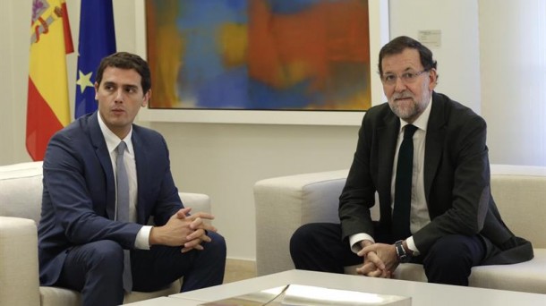 Albert Rivera eta Mariano Rajoy, Moncloa Jauregian. Artxiboko irudia