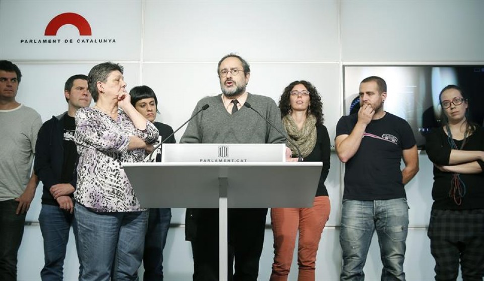 CUPeko diputatuen agerraldia Kataluniako Parlamentuan. Argazkia: EFE