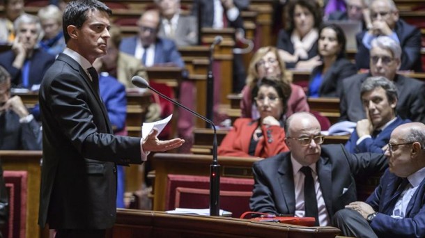 Manuel Valls, Frantziako Senatuan egin duen agerraldian. Argazkia: EFE