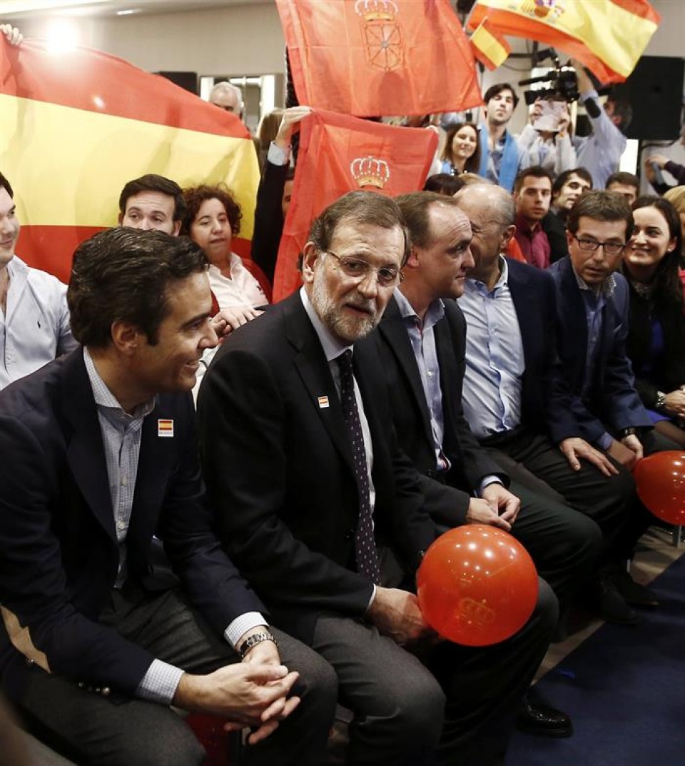 Mario Rajoy durante un acto de campaña en Pamplona.