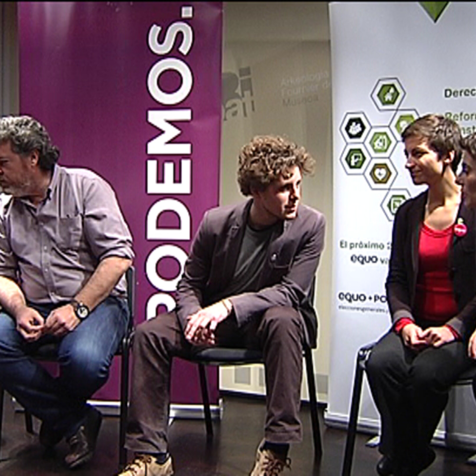 Candidatos de Podemos-Ahal Dugu en un acto de campaña. Foto: Eduardo Maura