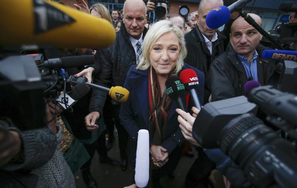 Marine Le Pen, eskualde-hauteskundeetako bigarren itzulian. Argazkia: EFE 