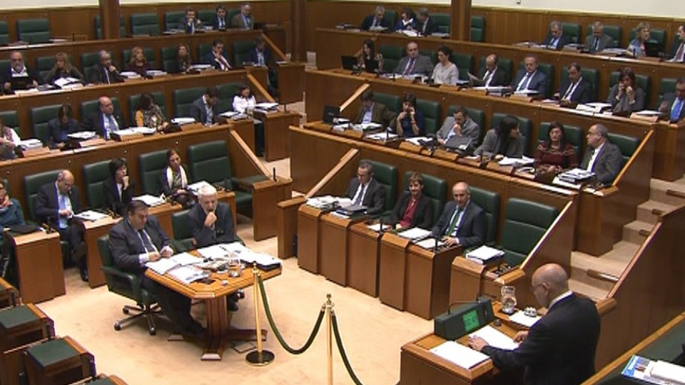 Pleno del Parlamento Vasco, hoy. EiTB. 