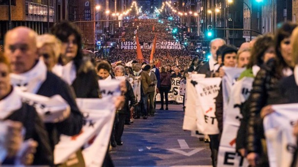 Manifestación contra la dispersión celebrada en Bilbao el pasado enero. Foto: EFE