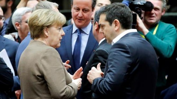 Cameron, Merkel eta Tsipras. Argazkia: EFE