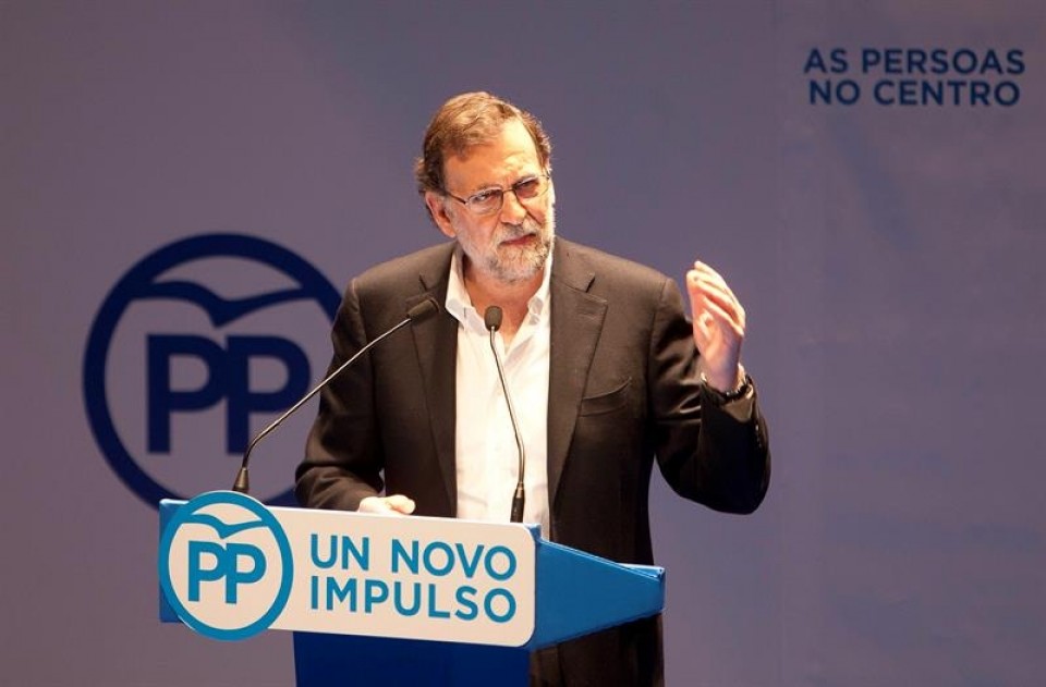 Mariano Rajoy en su intervención en Pontevedra. Foto: EFE