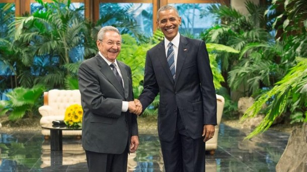 Raul Castro eta Barack Obama Habanako Iraultzaren Jauregian. Argazkia: EFE