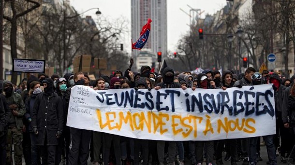 La manifestación de estudiantes en París. Foto: EFE