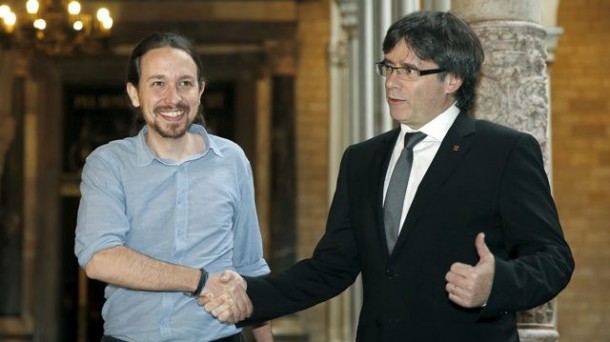 El secretario general de Podemos y el presidente de la Generalitat. Foto: EFE