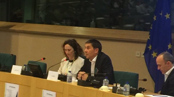 Arnaldo Otegi, hoy, en el Parlamento Europeo. Foto: @EUPARTYEFA 