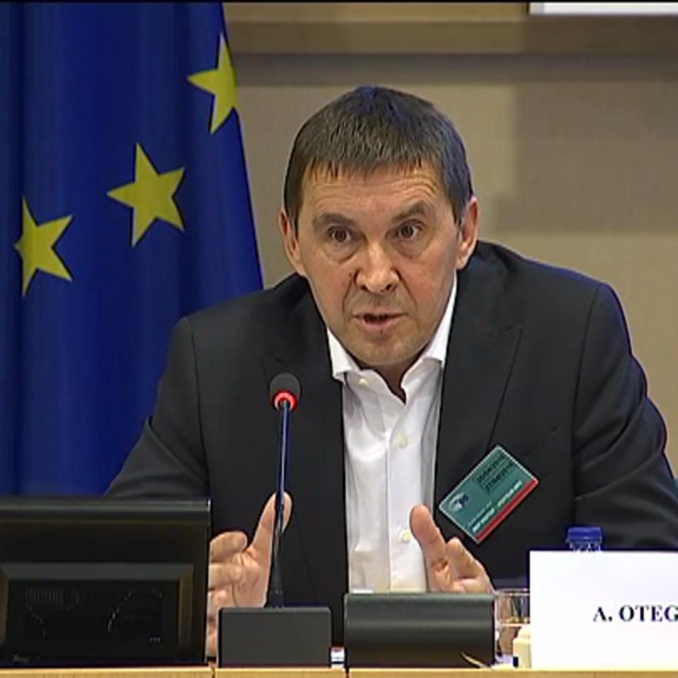 Arnaldo Otegi, Europako Parlamentuan. Argazkia: @EUPARTYEFA 