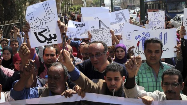 Una manifestación por la libertad de prensa el 28 de abril en El Cairo (Egipto). EFE