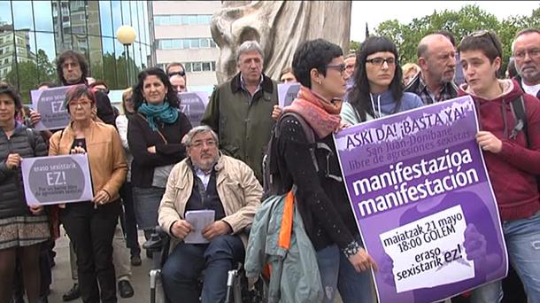 Una concentración en Pamplona/Iruña contra las agresiones sexistas. EiTB