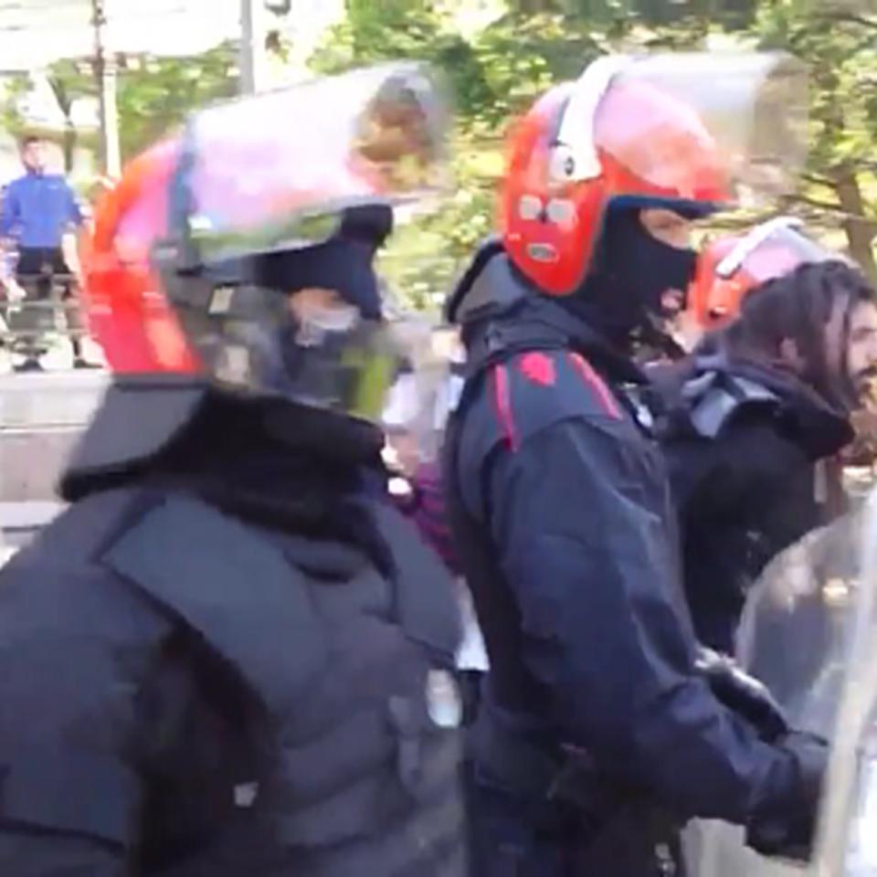 Errustegiaren aurkako protesta Donostian. Argazkia: EFE