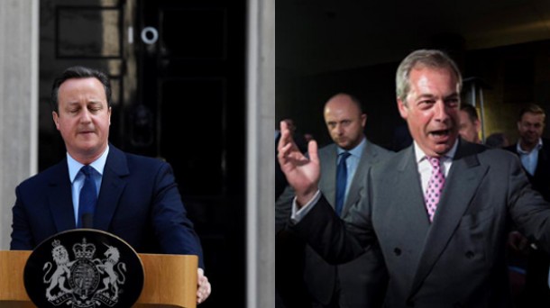 El primer ministro británico, David Cameron, y Nigel Farage, líder del UKIP. Foto: EFE