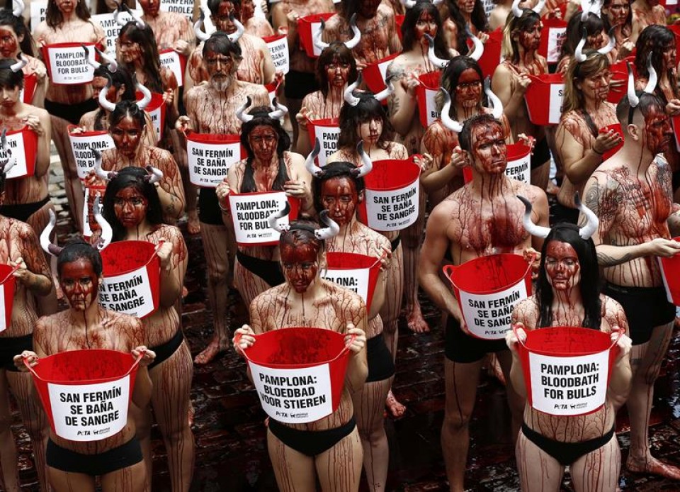 PETAren urteroko protesta, sanfermin bezperan. Argazkia: EFE