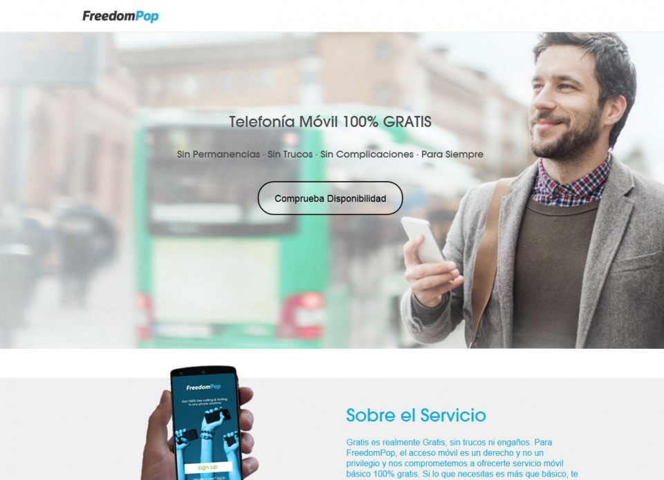 Página de inicio de FreedomPop.