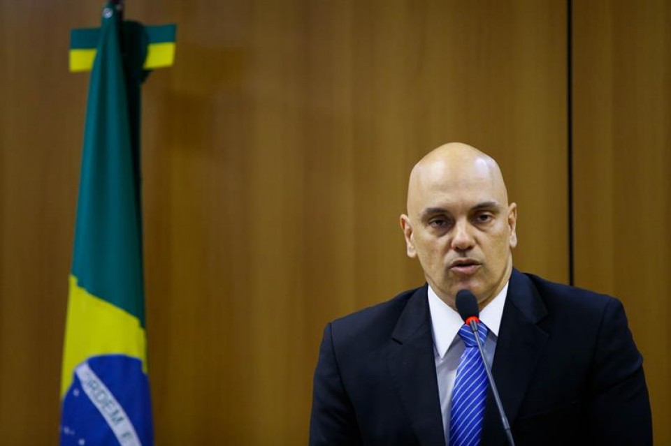 El ministro de Justicia de Brasil, Alexandre de Moraes, en su comparecencia. Foto: EFE.