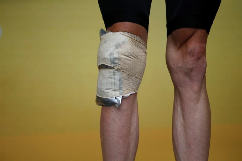 Froomen erorikoaren ondorioak 19. etapako podiumean / EFE.