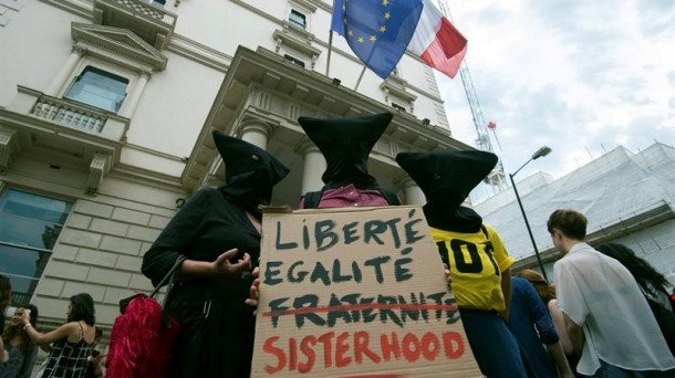 Protesta en Londres en contra de la prohibición del burkini en Francia. Foto: EFE