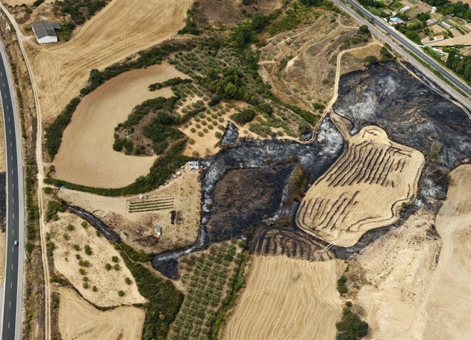 El incendio ha quemado cerca de 4.000 hectáreas en Tafalla. Foto: EFE