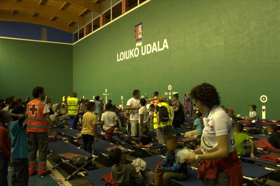 Se prepararon un total de 200 camas para los niños y sus acompañantes. Foto: Cruz Roja Bizkaia