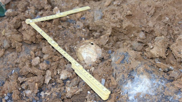 El yacimiento fue descubierto en el año 2012 por los operarios de la cantera. Foto: UPV/EHU