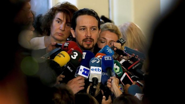 Pablo Iglesias ante los periodistas. Foto: EFE