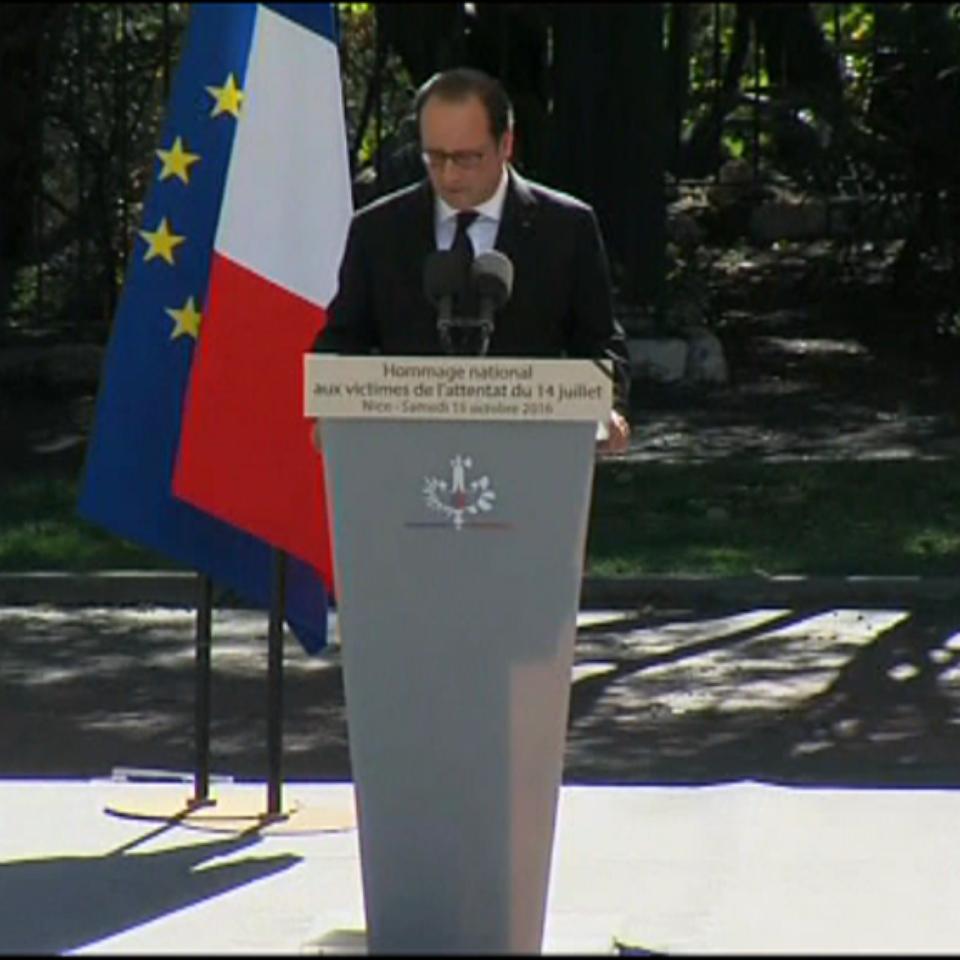 François Hollande, Nizako biktimei egindako omenaldian. Argazkia: EFE